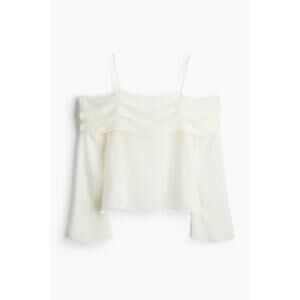 H&M Divided Chiffon Off the Shoulder Blouse Top Size S White Bridal Ethereal